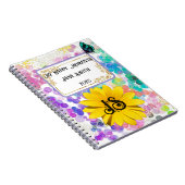 Farbenfrohe Abstrakte Bokeh Monogram Sonnenblume Notizblock (Rechte Seite)