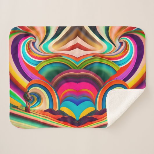 Farbenfrohe Abstrakte Bonnaroo-Inspiriert Sherpa B Sherpadecke (Vorderseite (Horizontal))