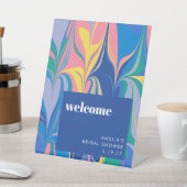 Farbenfrohe Abstrakte Brautpartys willkommen Sockelschild (In SItu)