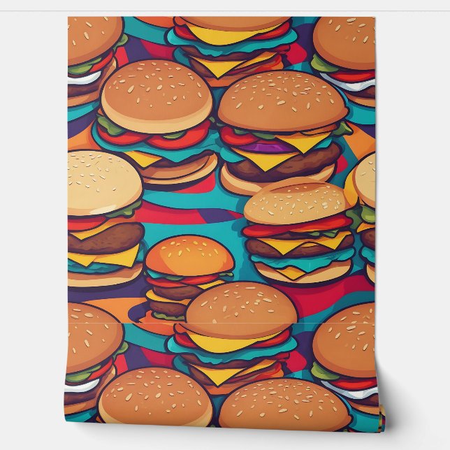 Farbenfrohe Abstrakte Burger mit lebhaften Farben Tapete (Abrollen)
