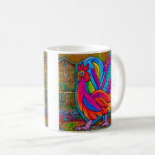 Farbenfrohe Abstrakte Cartoon-Stall-Rooster Kaffeetasse (VorderseiteRechts)