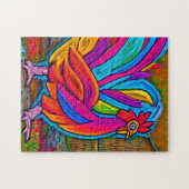 Farbenfrohe Abstrakte Cartoon-Stall-Rooster Puzzle (Horizontal)
