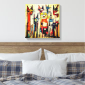 Farbenfrohe Abstrakte Cat Art Leinwanddruck (Insitu (Schlafzimmer))
