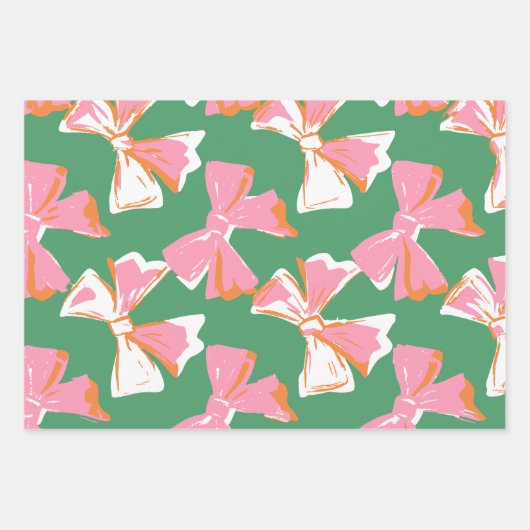 Farbenfrohe Abstrakte Coquette Bow Muster sonderba Geschenkpapier Set (Vorderseite 2)