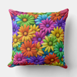 Farbenfrohe Abstrakte Daisies #34 - Kissen