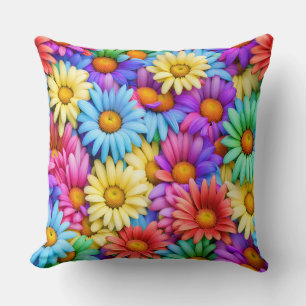 Farbenfrohe Abstrakte Daisies #37 - Kissen