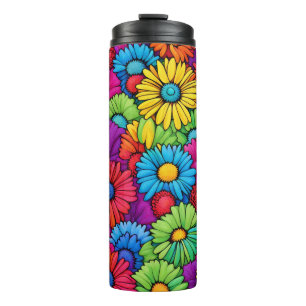 Farbenfrohe Abstrakte Daisies #40 - Thermosbecher