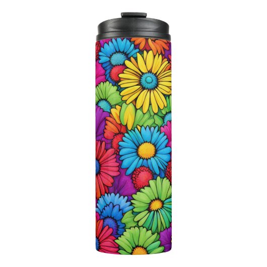 Farbenfrohe Abstrakte Daisies #40 - Thermosbecher (Vorderseite)