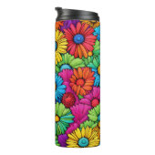 Farbenfrohe Abstrakte Daisies #40 - Thermosbecher (Nach rechts gedreht)