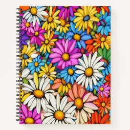 Farbenfrohe Abstrakte Daisies #415 - Spiral Notebo Notizblock