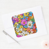 Farbenfrohe Abstrakte Daisies #444 - Quadratischer Aufkleber (Umschlag)
