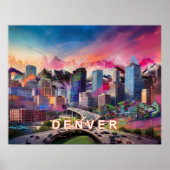 Farbenfrohe Abstrakte Denver Colorado Kunst, Dicht Poster (Vorne)