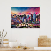 Farbenfrohe Abstrakte Denver Colorado Kunst, Dicht Poster (Küche)