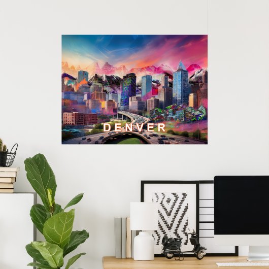 Farbenfrohe Abstrakte Denver Colorado Kunst, Dicht Poster (Heimbüro)