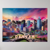 Farbenfrohe Abstrakte Denver Colorado Kunst, Dicht Poster (Vorne)