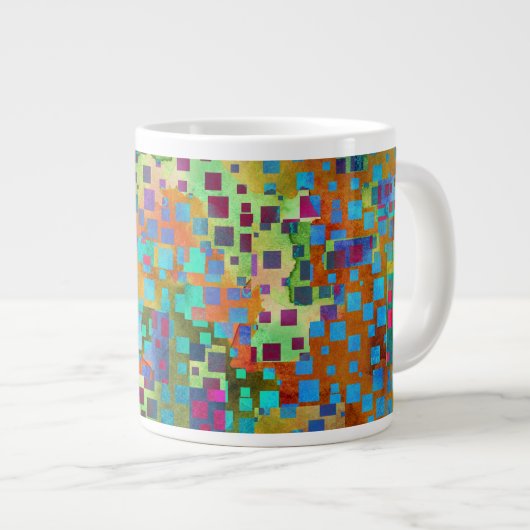 Farbenfrohe Abstrakte digitale Kunst mit Platz Jumbo-Tasse (Vorderseite Rechts)