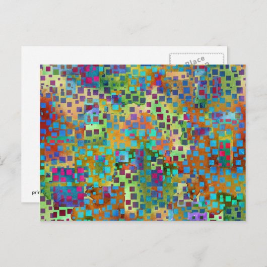 Farbenfrohe Abstrakte digitale Kunst mit Platz Postkarte (Vorne/Hinten)