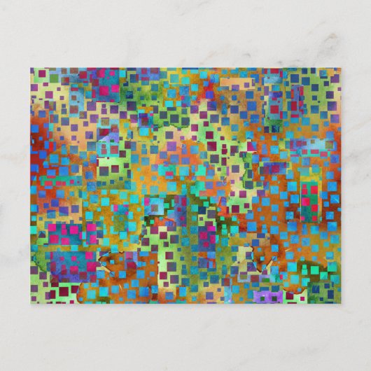 Farbenfrohe Abstrakte digitale Kunst mit Platz Postkarte (Vorderseite)