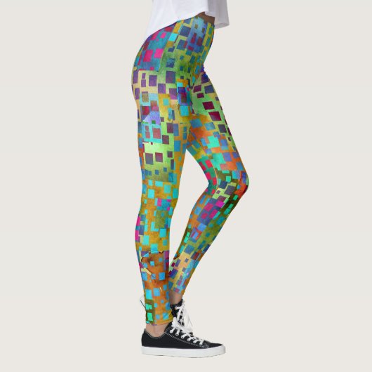 Farbenfrohe Abstrakte digitale Kunst mit zerklüfte Leggings (Rechts)