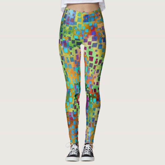 Farbenfrohe Abstrakte digitale Kunst mit zerklüfte Leggings (Vorderseite)
