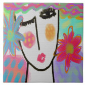 Farbenfrohe Abstrakte digitale Malerei einer Frau Fliese (Vorderseite)