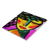 Farbenfrohe Abstrakte digitale Malerei einer Frau Fliese (Seite)