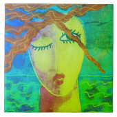 Farbenfrohe Abstrakte digitale Malerei einer Frau Fliese (Vorderseite)