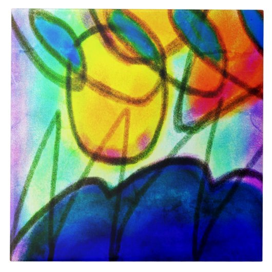 Farbenfrohe Abstrakte digitale Malerei Fliese (Vorderseite)