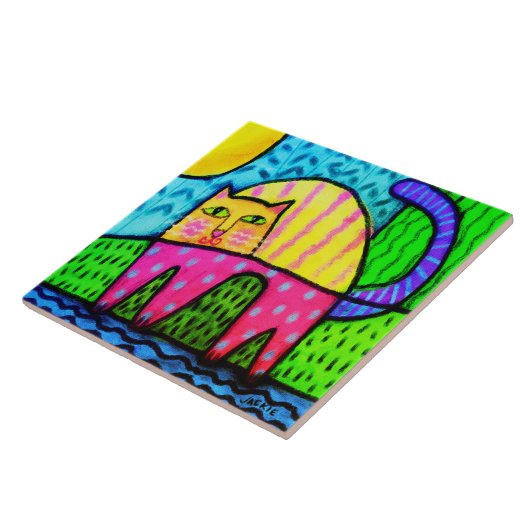 Farbenfrohe Abstrakte digitale Malerei Fliese (Seite)