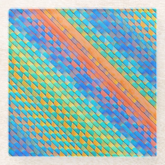 Farbenfrohe Abstrakte, digitale Muster Glasuntersetzer (Vorderseite)