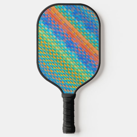 Farbenfrohe Abstrakte, digitale Muster Pickleball Schläger (Vorderseite)