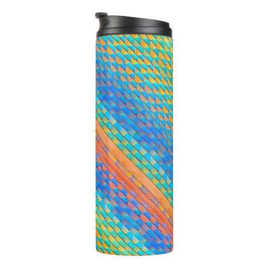 Farbenfrohe Abstrakte, digitale Muster Thermosbecher (Nach rechts gedreht)