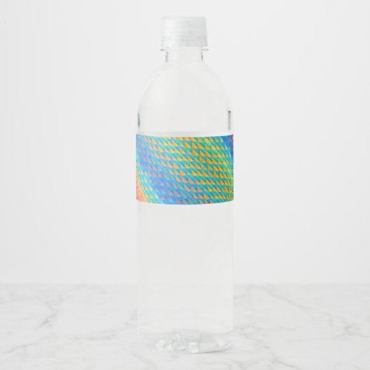 Farbenfrohe Abstrakte, digitale Muster Wasserflaschenetikett (Vorderseite)