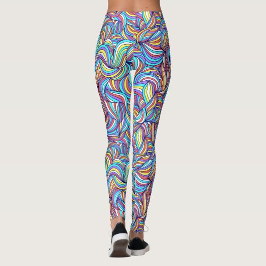 Farbenfrohe Abstrakte Doodle wirl Pattern, Fun Leggings (Rückseite)
