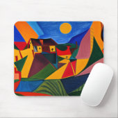 Farbenfrohe abstrakte Dorflandschaft Mousepad (Mit Mouse)