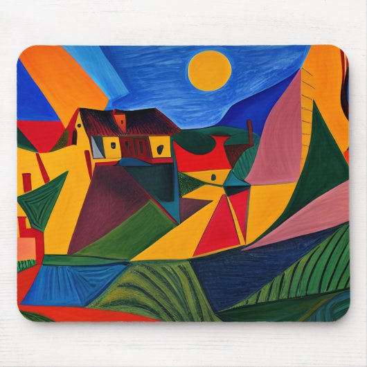 Farbenfrohe abstrakte Dorflandschaft Mousepad (Vorne)