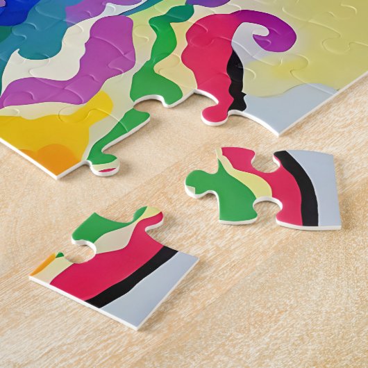 Farbenfrohe Abstrakte Einhorn-Portrait-Malerei Puzzle (Seite)