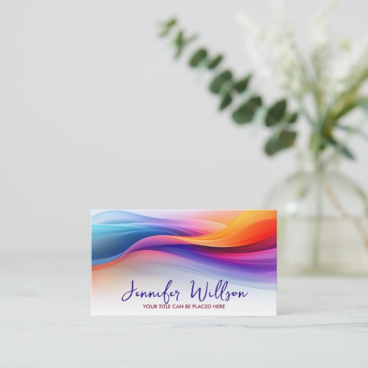 Farbenfrohe Abstrakte Energieflusswelle Visitenkarte (Stehend Vorderseite)