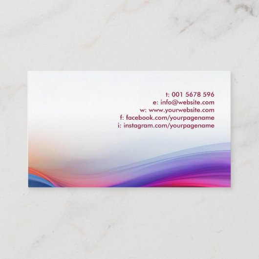 Farbenfrohe Abstrakte Energieflusswelle Visitenkarte (Rückseite)