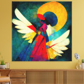 Farbenfrohe Abstrakte Engel-Holzwand Kunst, Kultur Leinwanddruck (Insitu (Wohnzimmer))