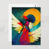 Farbenfrohe Abstrakte Engel-Holzwand Kunst, Kultur Postkarte (Vorne/Hinten)