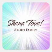 Farbenfrohe Abstrakte Explosion Rosh Hashanah Stic Quadratischer Aufkleber (Vorderseite)