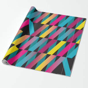 Farbenfrohe abstrakte Farbbandgeometrie Geschenkpapier
