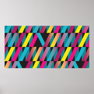Farbenfrohe abstrakte Farbbandgeometrie Poster