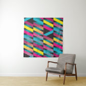 Farbenfrohe abstrakte Farbbandgeometrie Wandteppich (Beispiel (Horizontal))
