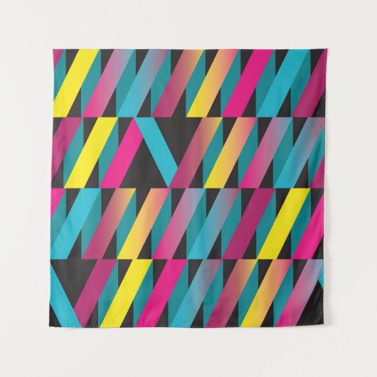 Farbenfrohe abstrakte Farbbandgeometrie Wandteppich (Vorderseite)