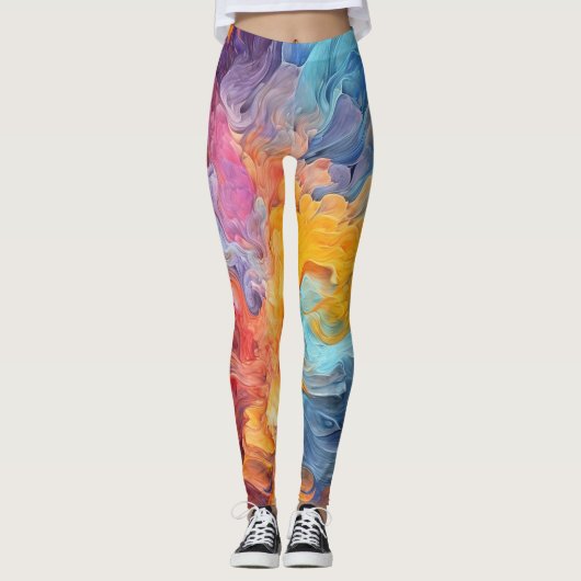 Farbenfrohe Abstrakte Farbe Spritzer Art (8) Leggings (Vorderseite)