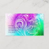 Farbenfrohe abstrakte Feder lila grün Visitenkarte (Rückseite)