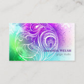 Farbenfrohe abstrakte Feder lila grün Visitenkarte (Vorderseite)