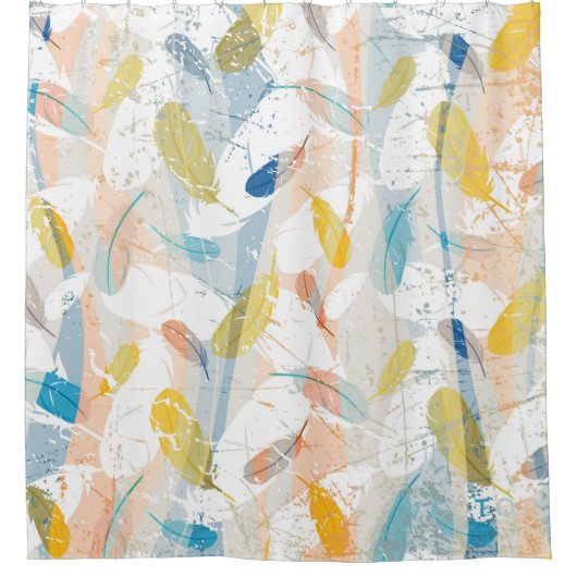 Farbenfrohe Abstrakte Federn Duschvorhang (Vorderseite)